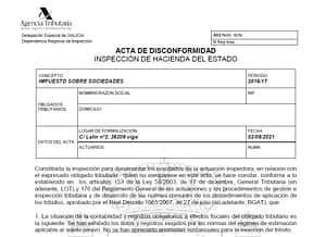 Ejemplo de documentación de un acta de Inspección de Hacienda