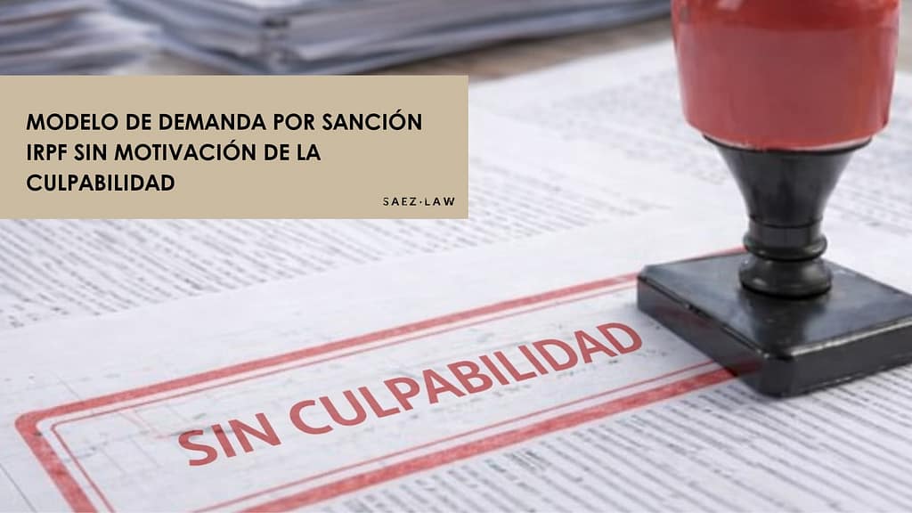 modelo de demanda por sanción IRPF sin motivación de la culpabilidad en Valencia