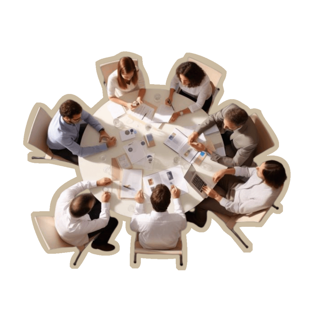 Reunión de abogados especializados en fraude fiscal y planificación tributaria.