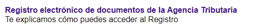 Registro electrónico de documentos de la Agencia Tributaria.