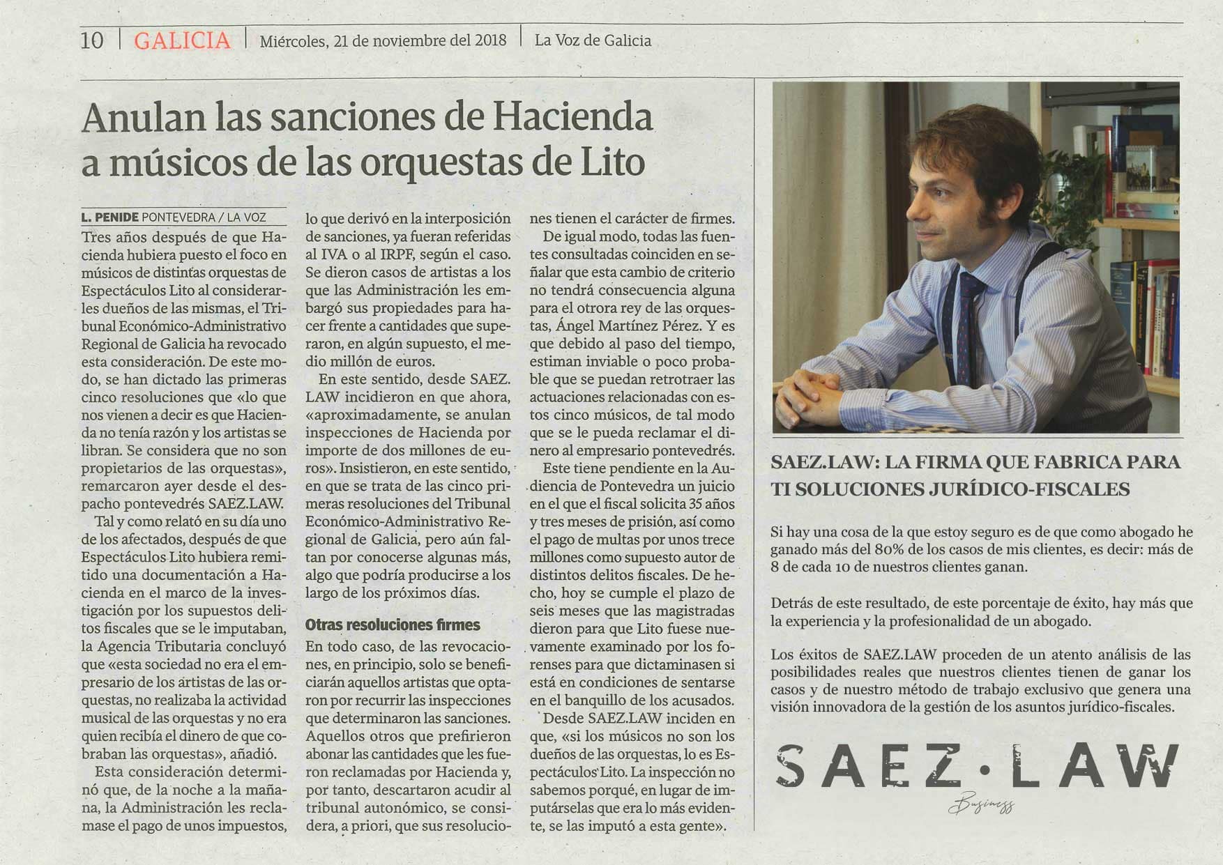 SAEZ.LAW logra que sus clientes no paguen por las sanciones de millones impuestas por Hacienda en Espectáculos Lito.