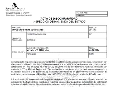 Ejemplo de Acta de Disconformidad