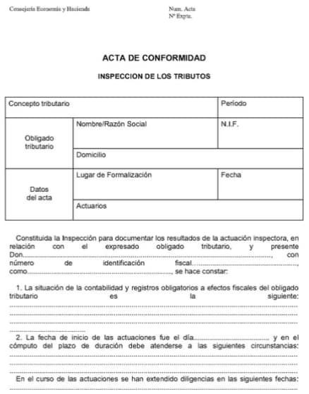 Acta de conformidad