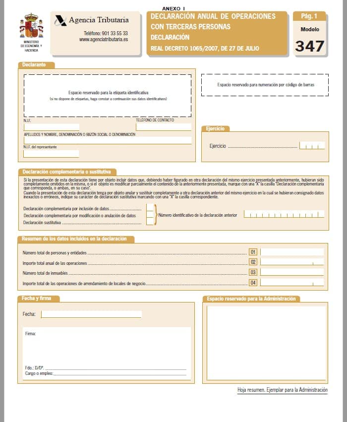 Cómo presentar el Modelo 347