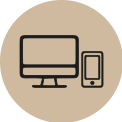 icono de marca cita cuando quieras desde cualquier lugar skype o presencial
